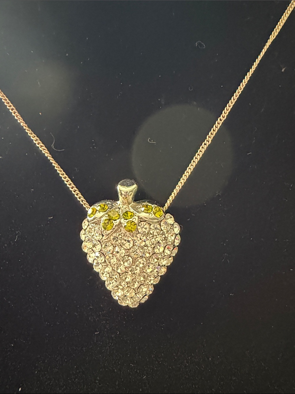 Silver Crystal Strawberry Pendant Necklace - Women Jewelry